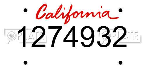 1274932 California License Plate
