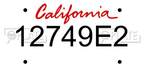 12749E2 California License Plate