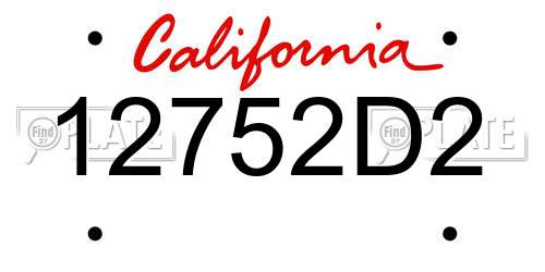 12752D2 California License Plate