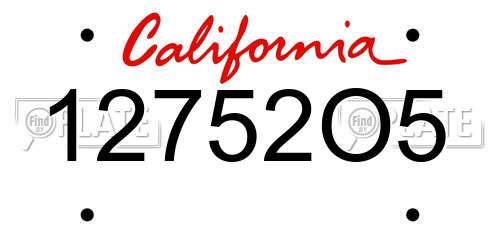 12752O5 California License Plate