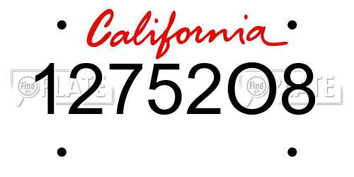 12752O8 California License Plate