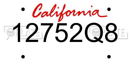 12752Q8 California License Plate