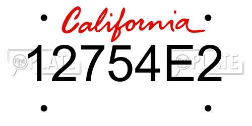 12754E2 California License Plate
