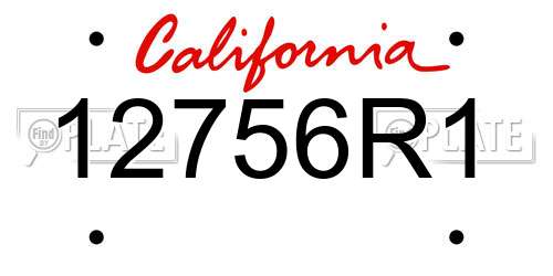 12756R1 California License Plate