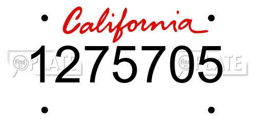 1275705 California License Plate
