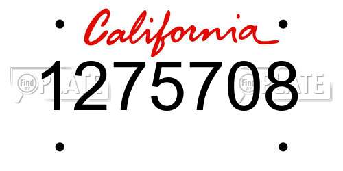 1275708 California License Plate