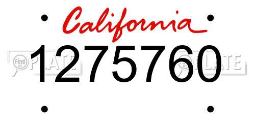 1275760 California License Plate