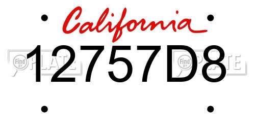 12757D8 California License Plate