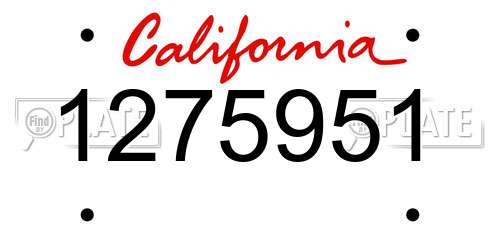 1275951 California License Plate