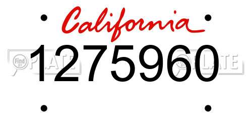 1275960 California License Plate