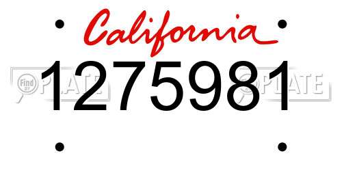 1275981 California License Plate