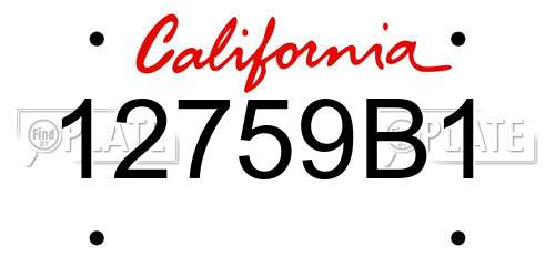 12759B1 California License Plate