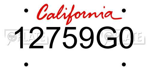 12759G0 California License Plate