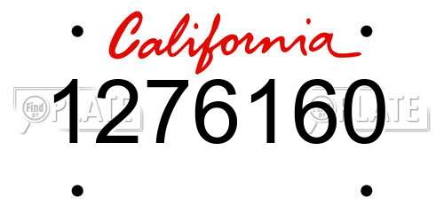 1276160 California License Plate