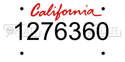 1276360 California License Plate