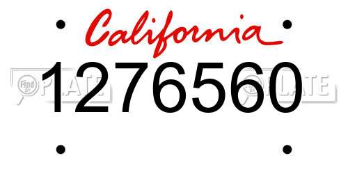 1276560 California License Plate