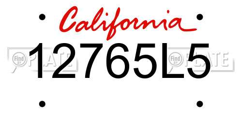 12765L5 California License Plate