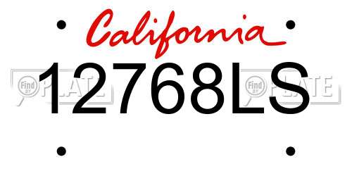 12768LS California License Plate