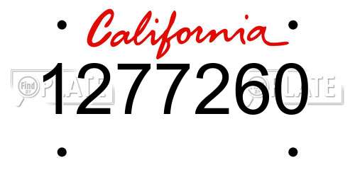1277260 California License Plate