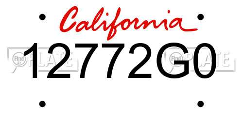 12772G0 California License Plate
