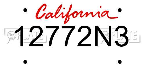 12772N3 California License Plate