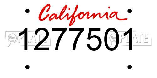 1277501 California License Plate