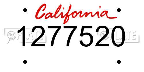 1277520 California License Plate