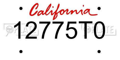 12775T0 California License Plate