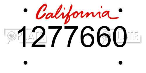 1277660 California License Plate