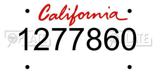 1277860 California License Plate