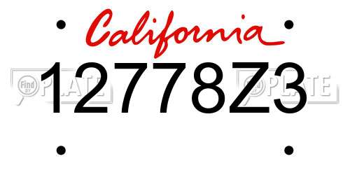 12778Z3 California License Plate