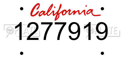 1277919 California License Plate