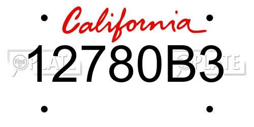 12780B3 California License Plate