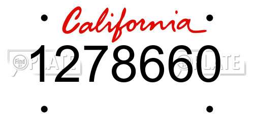 1278660 California License Plate