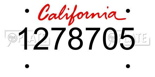 1278705 California License Plate