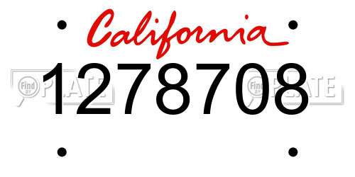 1278708 California License Plate