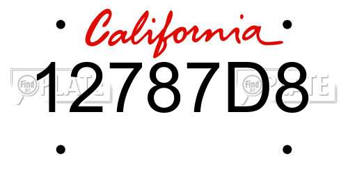 12787D8 California License Plate