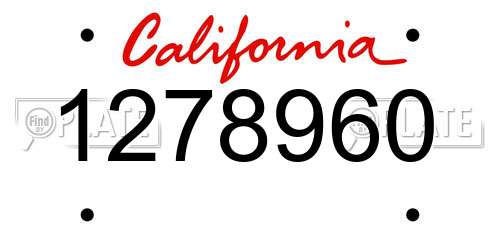 1278960 California License Plate