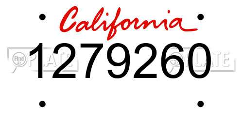 1279260 California License Plate