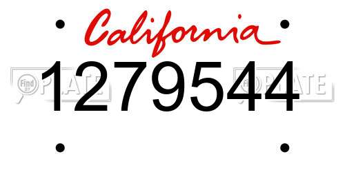 1279544 California License Plate