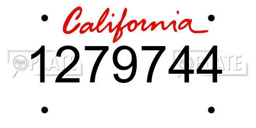 1279744 California License Plate