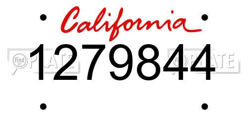 1279844 California License Plate