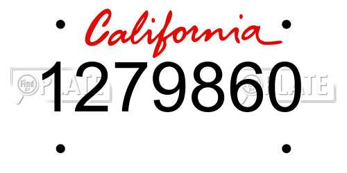 1279860 California License Plate