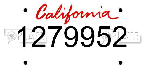 1279952 California License Plate