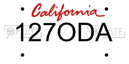127ODA California License Plate