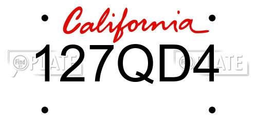 127QD4 California License Plate