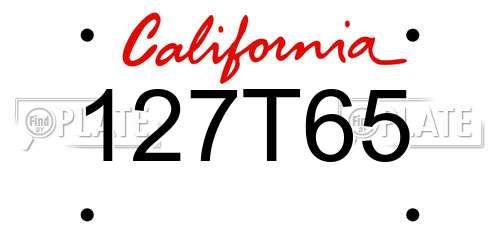 127T65 California License Plate