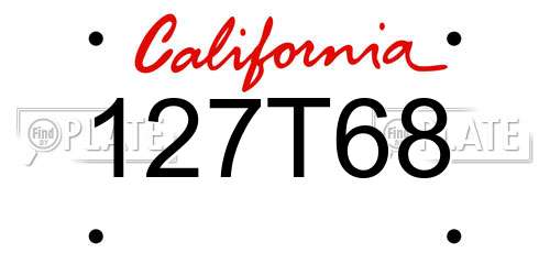 127T68 California License Plate