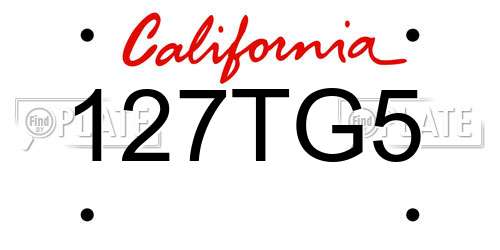 127TG5 California License Plate