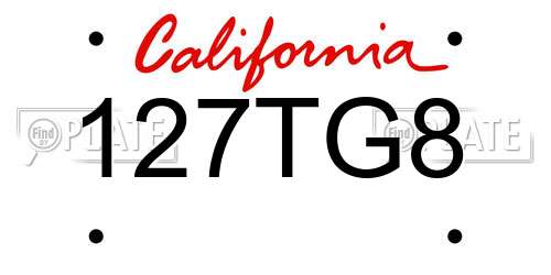 127TG8 California License Plate